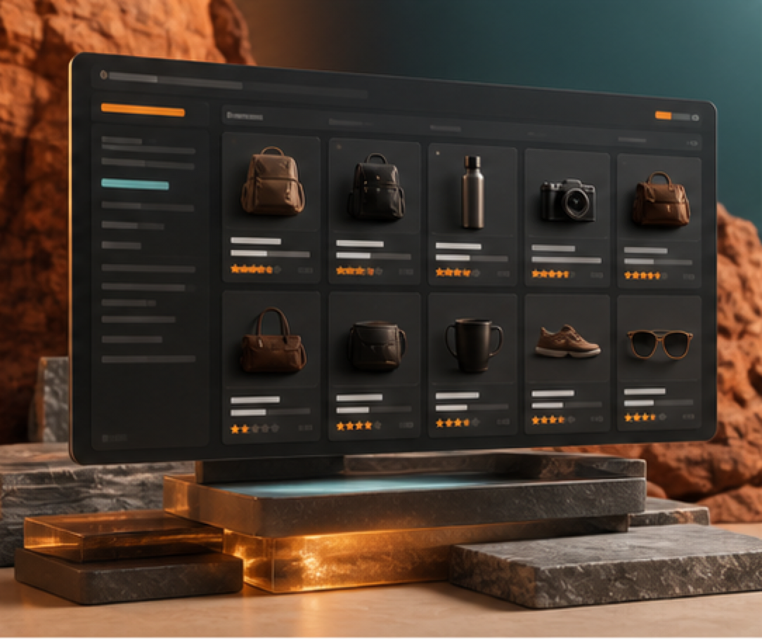 Amazon storefront product grid visual