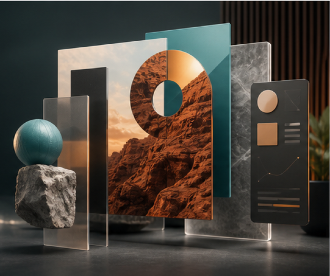Layered marketing graphics visual